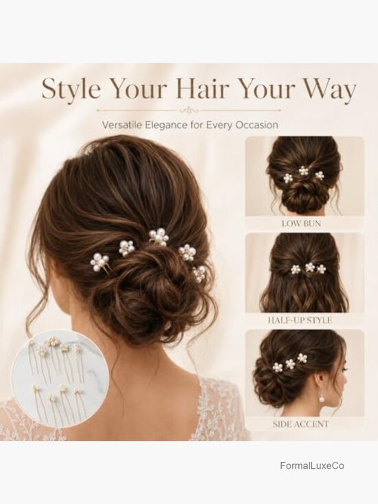 9pcs Pearl Hair Pins Set, Leaf Rhinestone Bobby Pins, Bridal Hair Clips for